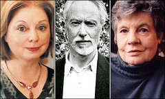 Các nhà văn được đề cử giải Man Booker 2009: Hilary Mantel, JM Coetzee và AS Byatt (từ trái qua). 
