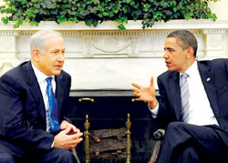 Thủ tướng Israel Benjamin Netanyahu và Tổng thống Mỹ B.Obama.
