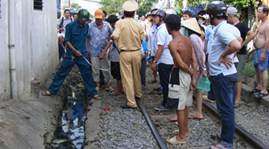 Nơi chị Đ. bị tàu đâm tử vong.