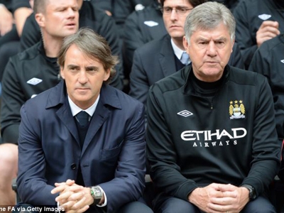 Roberto Mancini (trái) không còn cơ hội ở lại Manchester City?.