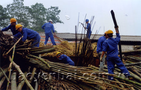 Công nhân Nhà máy Giấy đế Minh Quân (Trấn Yên) được trang bị đầy đủ bảo hộ lao động.
