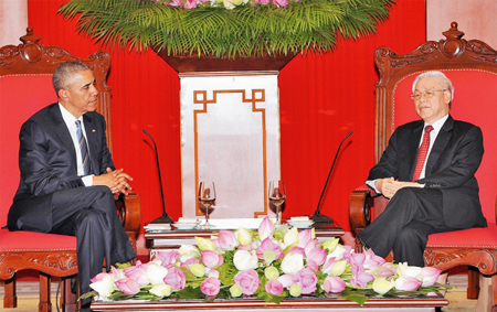 Tổng Bí thư Nguyễn Phú Trọng tiếp Tổng thống B. Ô-ba-ma

