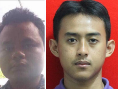 Chân dung 2 nghi phạm đánh bom Jakarta: Ichwan Nurul Salam (trái) và Solihin (phải).