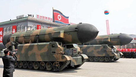 Tên lửa của Triều Tiên trong một cuộc duyệt binh ở Bình Nhưỡng tháng 4-2017.