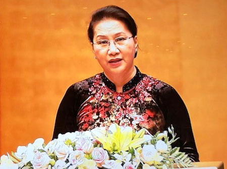Chủ tịch Quốc hội Nguyễn Thị Kim Ngân phát biểu khai mạc Kỳ họp thứ Năm Quốc hội Khóa XIV.