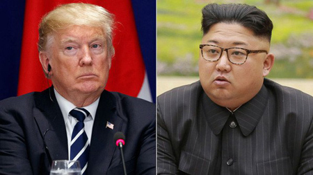 Tổng thống Mỹ Donald Trump (trái) và nhà lãnh đạo Triều Tiên Kim Jong-un.