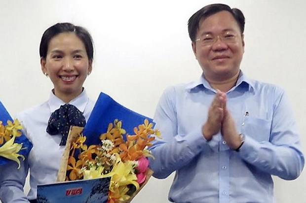 Bà Hồ Thị Thanh Phúc (trái) và Tề Trí Dũng hồi năm 2017.
