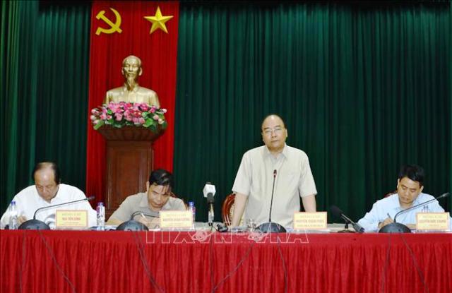 Thủ tướng Nguyễn Xuân Phúc phát biểu tại buổi làm việc với lãnh đạo thành phố Hà Nội tại huyện Đông Anh