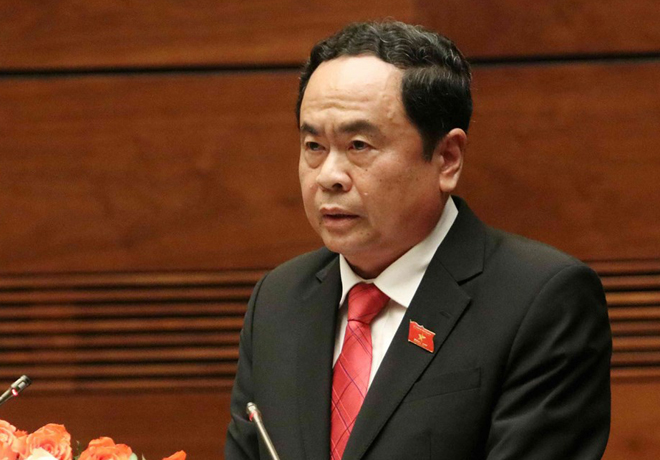Chủ tịch Ủy ban Trung ương Mặt trận Tổ quốc Việt Nam Trần Thanh Mẫn trình bày Báo cáo tổng hợp ý kiến, kiến nghị của cử tri và nhân dân cả nước gửi đến kỳ họp thứ 7 Quốc hội khóa XIV.