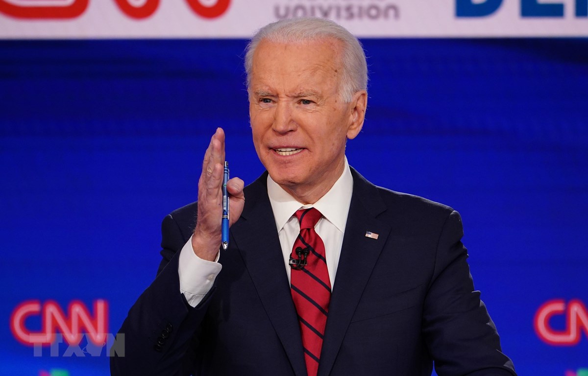 Cựu Phó Tổng thống Mỹ Joe Biden phát biểu trong cuộc tranh luận trực tiếp trên truyền hình ở Washington, DC ngày 15/3/2020.