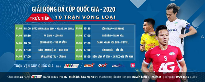 Chi tiết các trận đấu vòng loại cúp quốc gia 2020 được các đài truyền hình tại Việt Nam trực tiếp