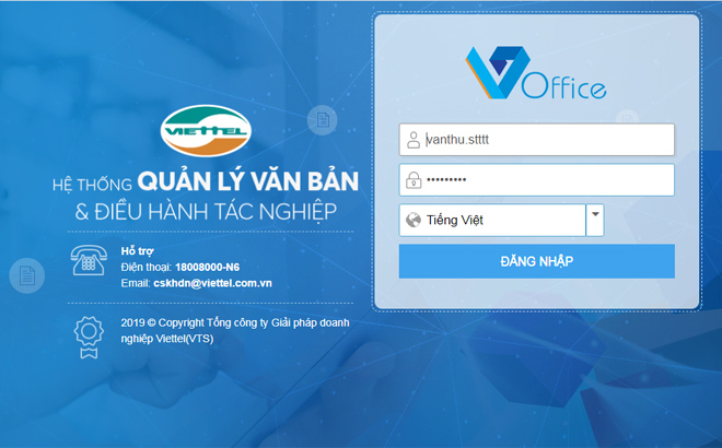 Giao diện Hệ thống phần mềm quản lý văn bản và điều hành tỉnh Yên Bái (VOffice) tại địa chỉ http://qlvb.yenbai.gov.vn.