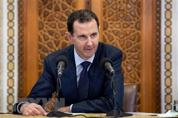 Tổng thống Syria Bashar al-Assad phát biểu trong một cuộc họp tại Damascus.