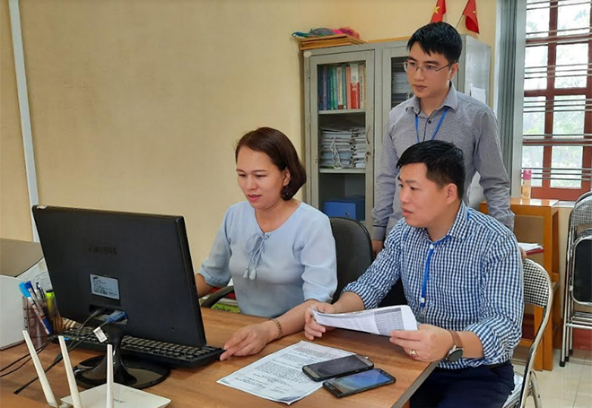 Tổng điều tra tại Trường Mầm hon Hồng Ngọc thị trấn Yên Thế. (Ảnh chụp trước ngày 28/4)