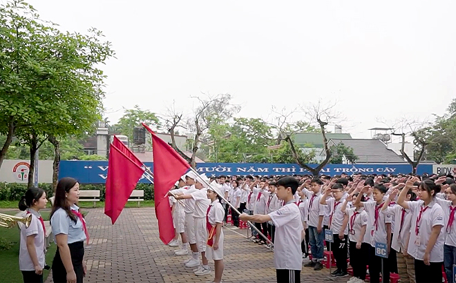 Trường THCS Quang Trung, thành phố Yên Bái đạt giải Xuất sắc tại Liên hoan nghi thức Đội năm 2021. (ảnh chụp trước ngày 28/4/2021)