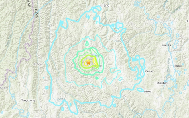 Bản đồ địa chấn tại Vân Nam, Trung Quốc