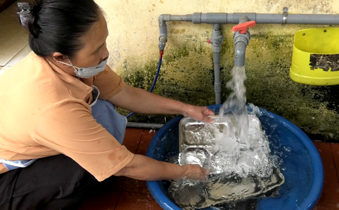 Từ khi có công trình nước sạch, người dân xã Tân Nguyên được dùng nước hợp vệ sinh, không còn lo thiếu nước vào mùa khô