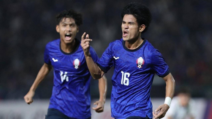 Cầu thủ U22 Campuchia ăn mừng bàn thắng vào lưới U22 Philippines (Ảnh: Zing)
