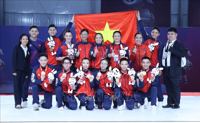 Đội tuyển Aerobic Việt Nam xuất sắc giành vị trí nhất toàn đoàn khi giành trọn bộ cả 5 HCV.