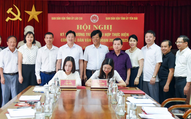 Trưởng Ban Dân vận Yên Bái, Lào Cai ký kết biên bản ghi nhớ phối hợp công tác giai đoạn 2023-2025
