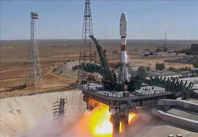 Tên lửa đẩy Soyuz 2.1B của Nga mang theo vệ tinh cảm biến từ xa Khayyam của Iran rời bệ phóng tại sân bay vũ trụ Baikonur (Kazakhstan), ngày 9/8/2022. (Ảnh minh họa)