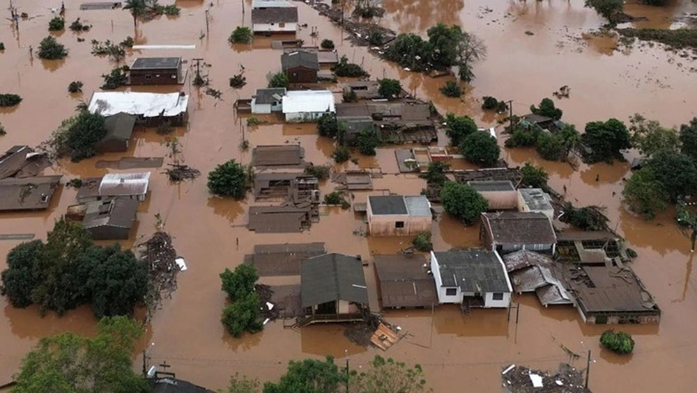Ảnh chụp một khu vực bị ảnh hưởng bởi mưa lũ tại bang Rio Grande do Sul, Brazil ngày 3/5