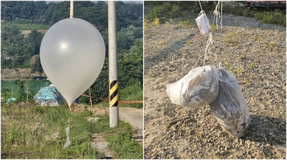 Qủa bóng bay xuất hiện tại thành phố biên giới Paju (Hàn Quốc) ngày 29/5.