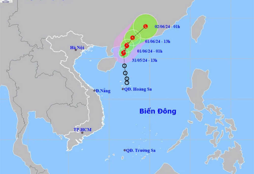 Dự báo đường đi của bão số 1. (Nguồn: Trung tâm Dự báo khí tượng thuỷ văn quốc gia)