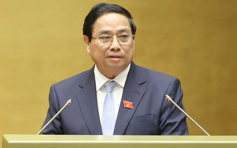 Thủ tướng Phạm Minh Chính báo cáo trước Quốc hội sáng nay (5/5).