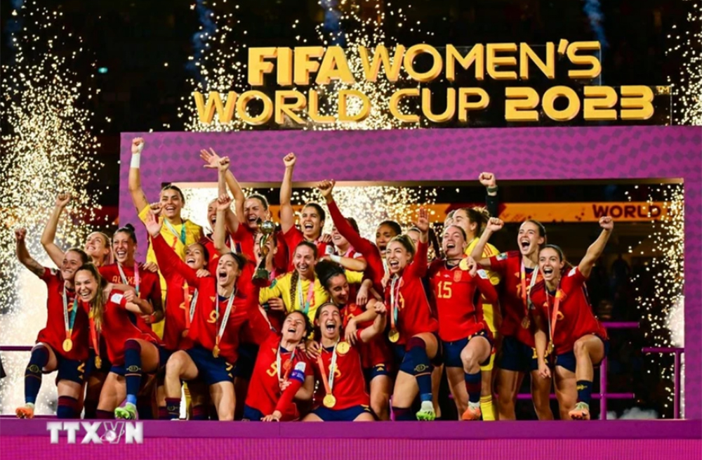 Niềm vui đăng quang vô địch World Cup nữ 2023 của các tuyển thủ Tây Ban Nha.