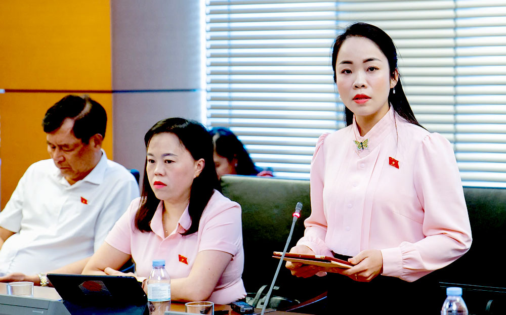 Đại biểu Triệu Thị Huyền – Đoàn ĐBQH tỉnh tham gia thảo luận về dự thảo Nghị quyết sửa đổi, bổ sung một số điều của Nội quy kỳ họp Quốc hội