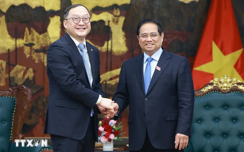 Thủ tướng Phạm Minh Chính tiếp ông Châu Gia Nghĩa, Chủ tịch Khu vực Châu Á-Thái Bình Dương của Tập đoàn Xây dựng Điện lực Trung Quốc.