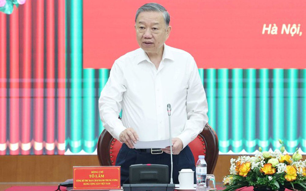 Tổng Bí thư Tô Lâm phát biểu tại buổi làm việc.