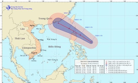 Hình ảnh dự báo đường đi của cơn bão.