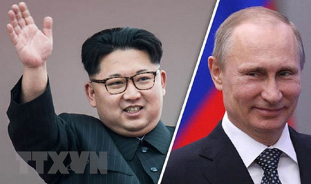 Nhà lãnh đạo Triều Tiên Kim Jong-un và Tổng thống Nga Vladimir Putin.