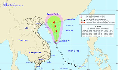 Áp thấp nhiệt đới đang mạnh lên thành bão.