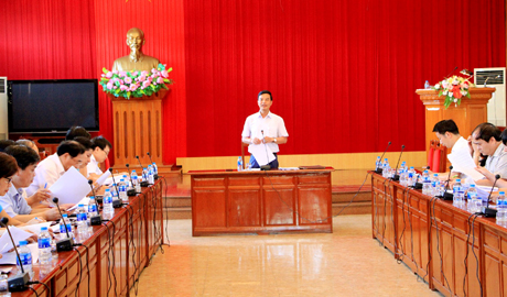 Đồng chí Dương Văn Tiến – Phó  Chủ tịch UBND tỉnh phát biểu kết luận buổi làm việc.