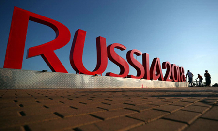 Bảng hiệu chào mừng World Cup 2018 tại thành phố Sochi, Nga.
