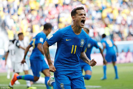 Coutinho đã sắm vai người hùng giúp Brazil loại Costa Rica.