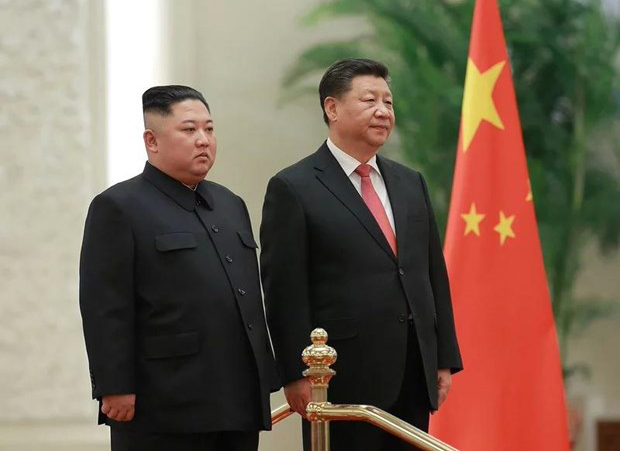 Chủ tịch Trung Quốc Tập Cận Bình và nhà lãnh đạo Triều Tiên Kim Jong-un trong cuộc gặp tại Bắc Kinh hồi tháng 1/2019.