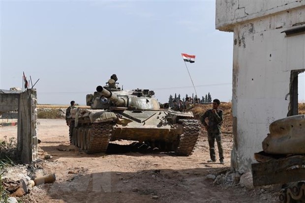 Binh sỹ Syria trong chiến dịch chống khủng bố tại thị trấn Kafr Houd, tỉnh Hama, ngày 9/6/2019.