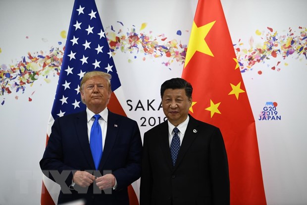 Tổng thống Mỹ Donald Trump (trái) và Chủ tịch Trung Quốc Tập Cận Bình trong cuộc hội đàm bên lề Hội nghị thượng đỉnh G20 tại Osaka, Nhật Bản, ngày 29/6/2019.