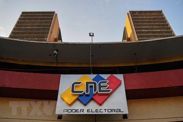 Toàn cảnh trụ sở Hội đồng bầu cử quốc gia Venezuela CNE tại Caracas, ngày 8/3/2020.