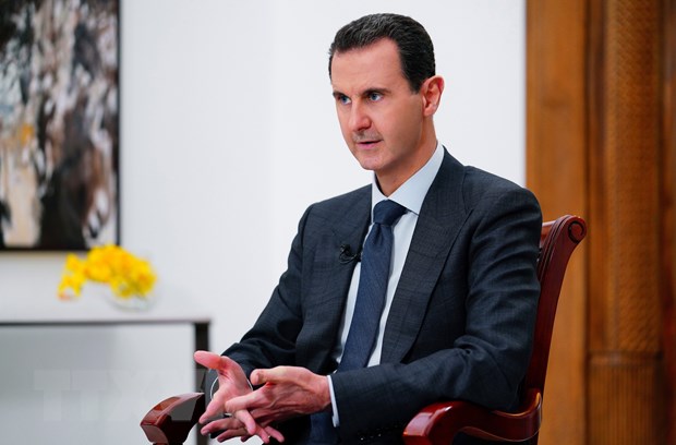 Tổng thống Syria Bashar al- Assad trả lời phỏng vấn báo chí ở Damascus.