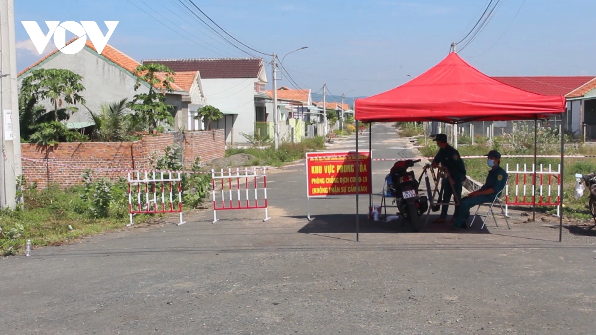 Khu vực phong tỏa ở thị trấn Củng Sơn, huyện Sơn Hòa.