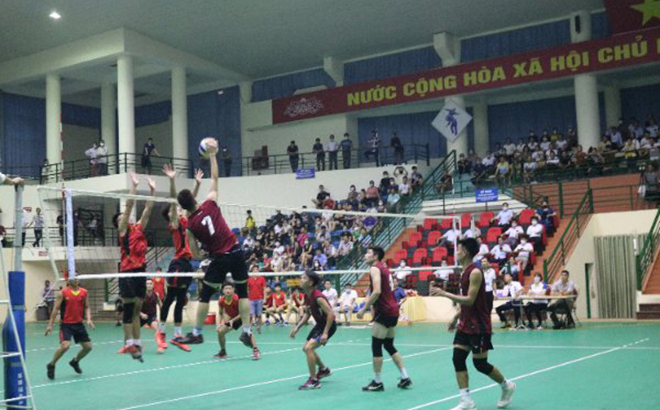 Thi đấu môn bóng chuyền trong khuôn khổ Đại hội Thể dục thể thao tỉnh lần thứ IX, năm 2022.