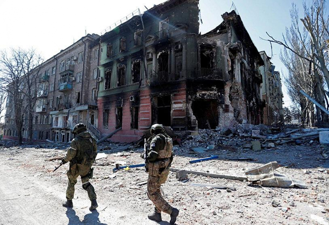 Lực lượng ủng hộ Nga tại thành phố Mariupol.