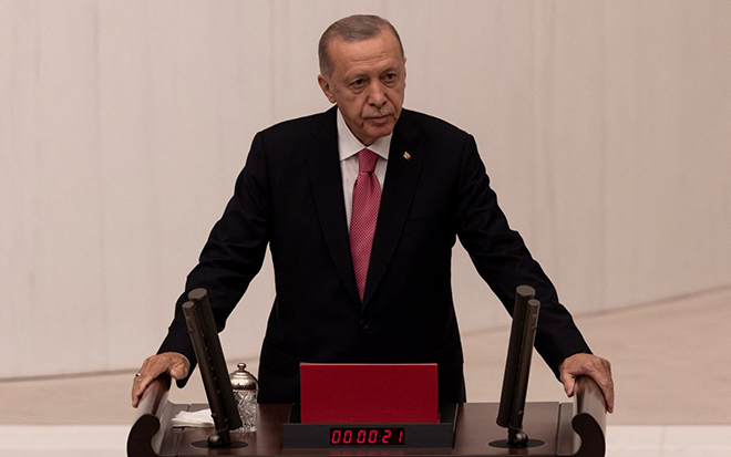 Tổng thống Thổ Nhĩ Kỳ Tayyip Erdogan tuyên thệ nhậm chức ngày 3/6/2023. (Nguồn: Reuters)