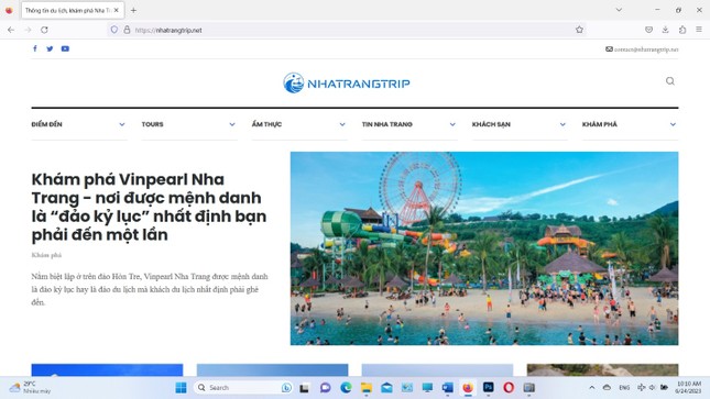 Giao diện trang website https://nhatrangtrip.net (Ảnh chụp màn hình).