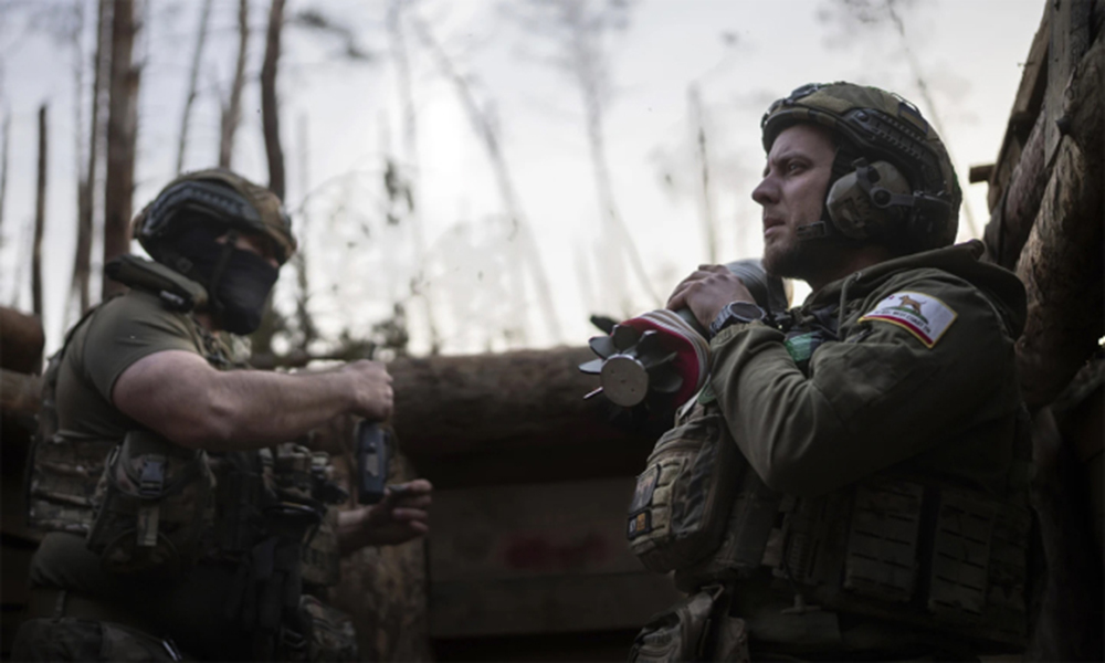 Thành viên Lữ đoàn Azov của Ukraine tại tỉnh Donetsk ngày 12/4.